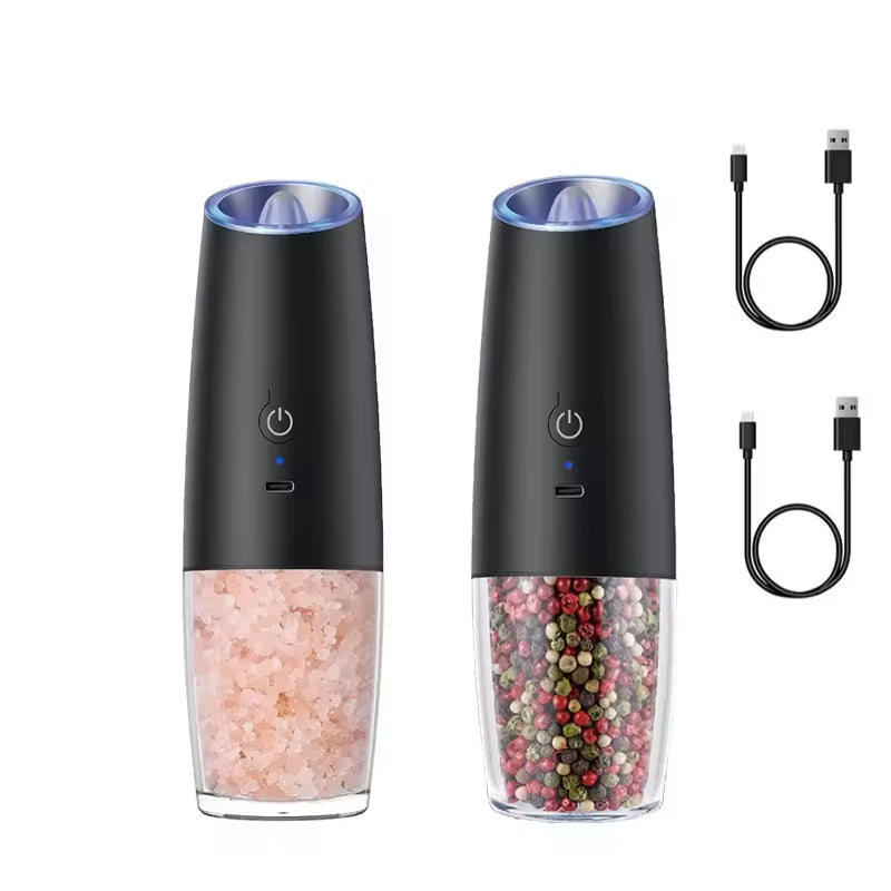 Rechargeable Electric Gravity Salt & Pepper Grinder Set